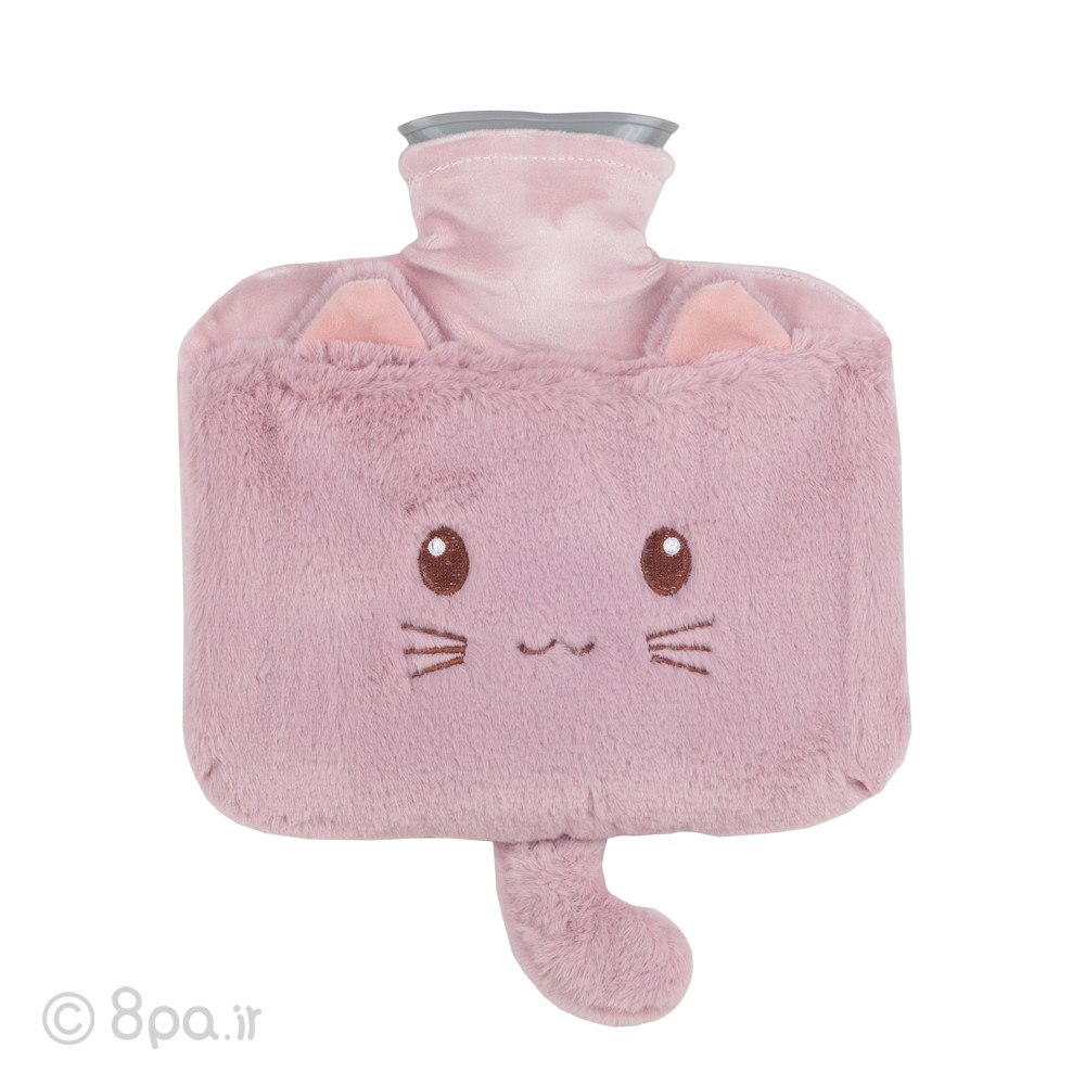 کیسه آب گرم پولیشی مدل گربه دم دار-صورتی