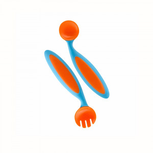 قاشق و چنگال کودک بون boon (رنگ آبی- نارنجی)