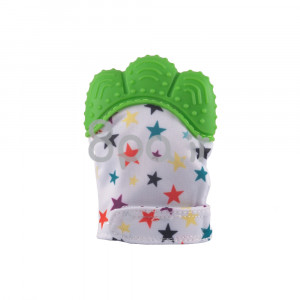 دستکش دندانگیر نوزاد (سبز ستاره دار) (2 عددی) (پستانک و دندانگیر)