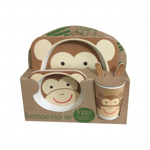 ظرف غذای 5 تکه بامبو (مدل میمون)